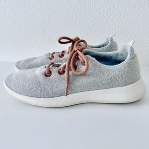 Allbirds Women's NZ Merino Wool Runner Sneakers Light Grey Rust Laces Size 10